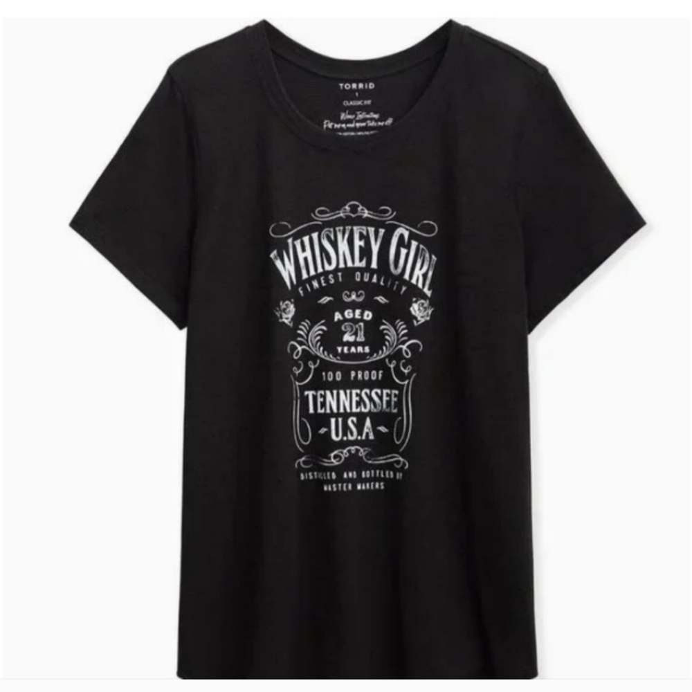 Torrid Tee , Black , 4X ,Whiskey Girl Tee Shirt